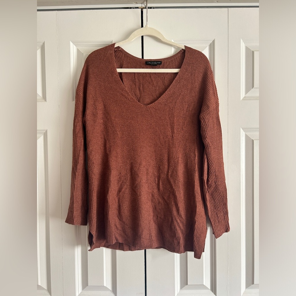 Rust Brown Long Sleeve Top